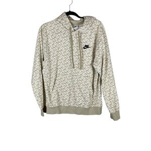 Nike Graphic Print Hoodie Sweatshirt Beige Multicolor S